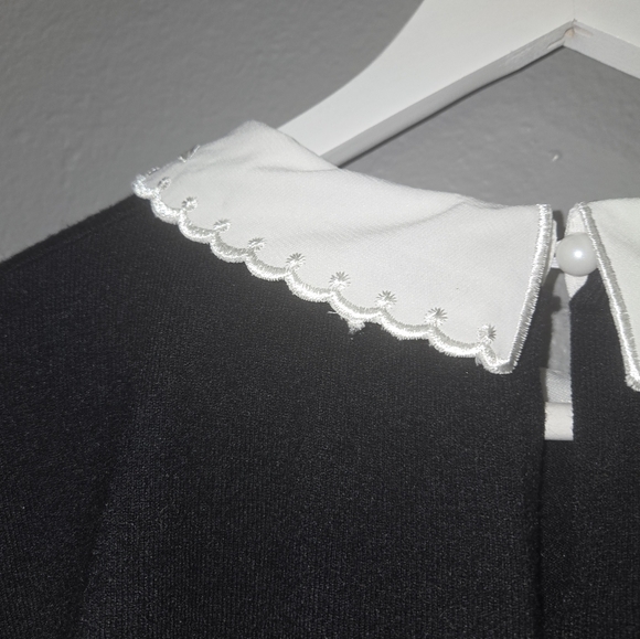 Sioni Black & White Beaded Collar Sweater Top Size 2XL - Picture 5 of 16